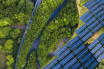 High angle view of Solar panels , agricultural landscape