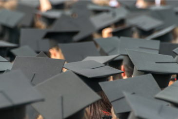 Students Wearing Mortarboards In City