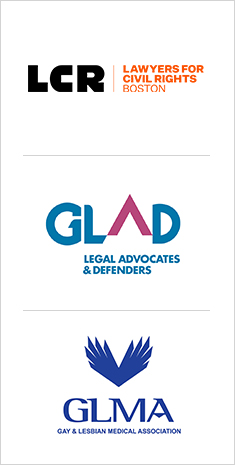 Logos for Lawyers for Civil Rights, Gay & Lesbian Advocates and Defenders, and Gay & Lesbian Medical Association