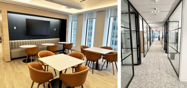 Interior images of Sullivan & Worcester's new office space at 1251 Avenue of the Americas in New York City