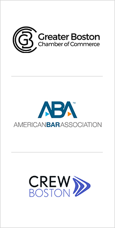 Logos for Greater Boston Chamber of Commerce, American Bar Association, Direct Women, and CREW Boston